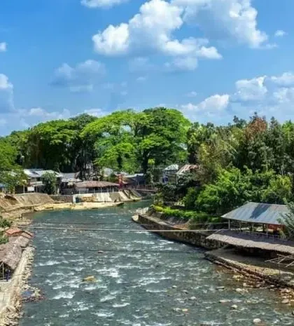 Bukit Lawang, a tourist destination that is home to wild orangutan species in Langkat